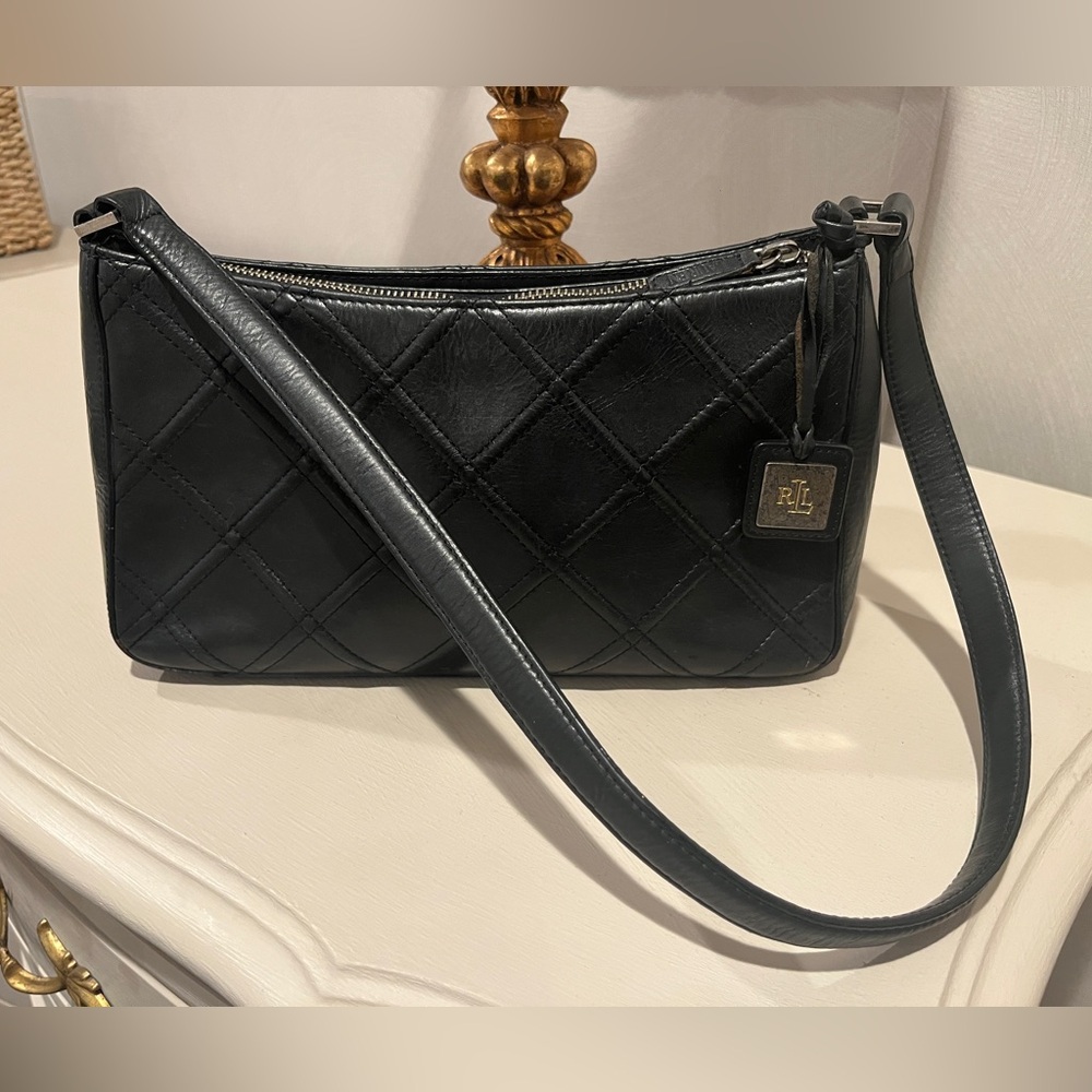 Vintage Lauren Ralph Lauren Quilted Leather Shoulder Bag Hobo Y2K
